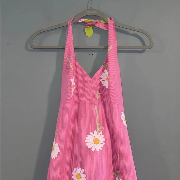 Vintage Lilly Pulitzer Daisy Print Halter Dress Size 4 - Picture 2 of 4